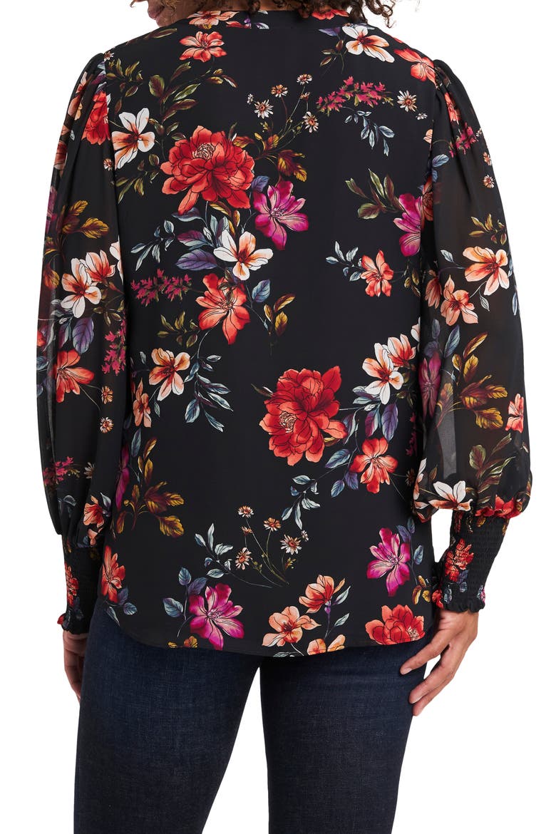 Magnolia Noir Floral Long Sleeve Top, Alternate, color, RICH BLACK