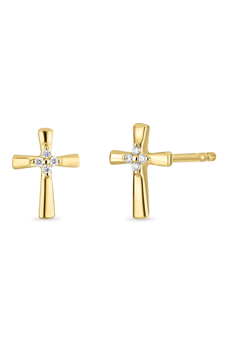 Icon 18k Gold Diamond Cross Stud Earrings, Main, color, 18KY
