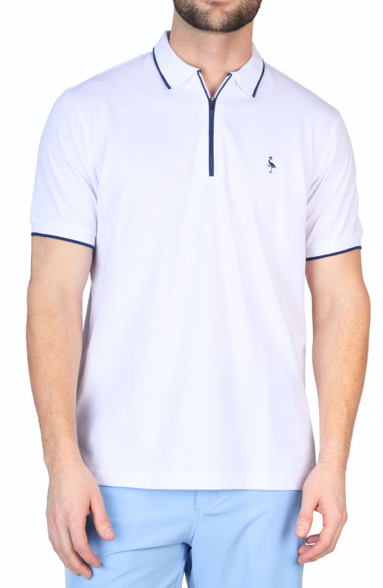 TailorByrd Micro Piqué Zipper Placket Polo, Main, color, Dove White