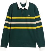 Lacoste Stripe Long Sleeve Rugby Polo