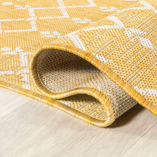 Jonathan Y Ourika Moroccan Geometric Textured Weave Indoor/outdoor Area Rug In Yellow/cream