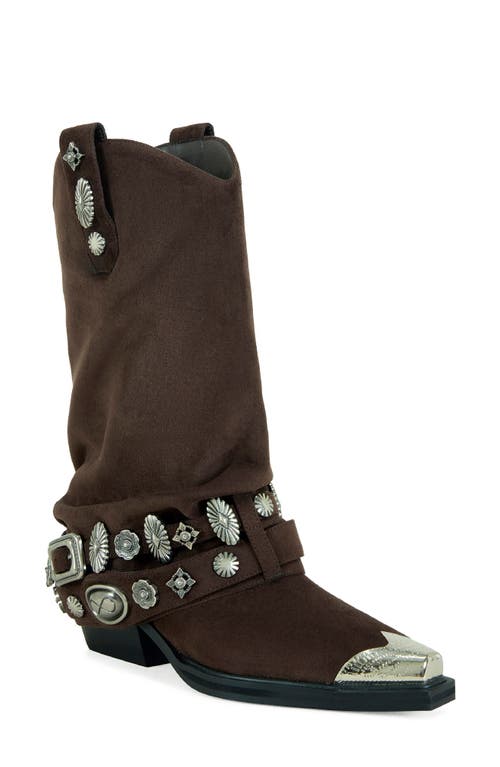 Azalea Wang Ashraf Studded Western Boot In Brown