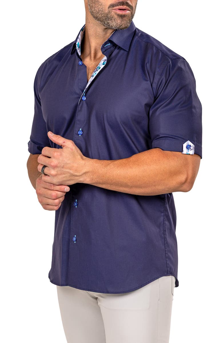 Maceoo Galileo Marty Short Sleeve Cotton Button-Up Shirt, Alternate, color, 