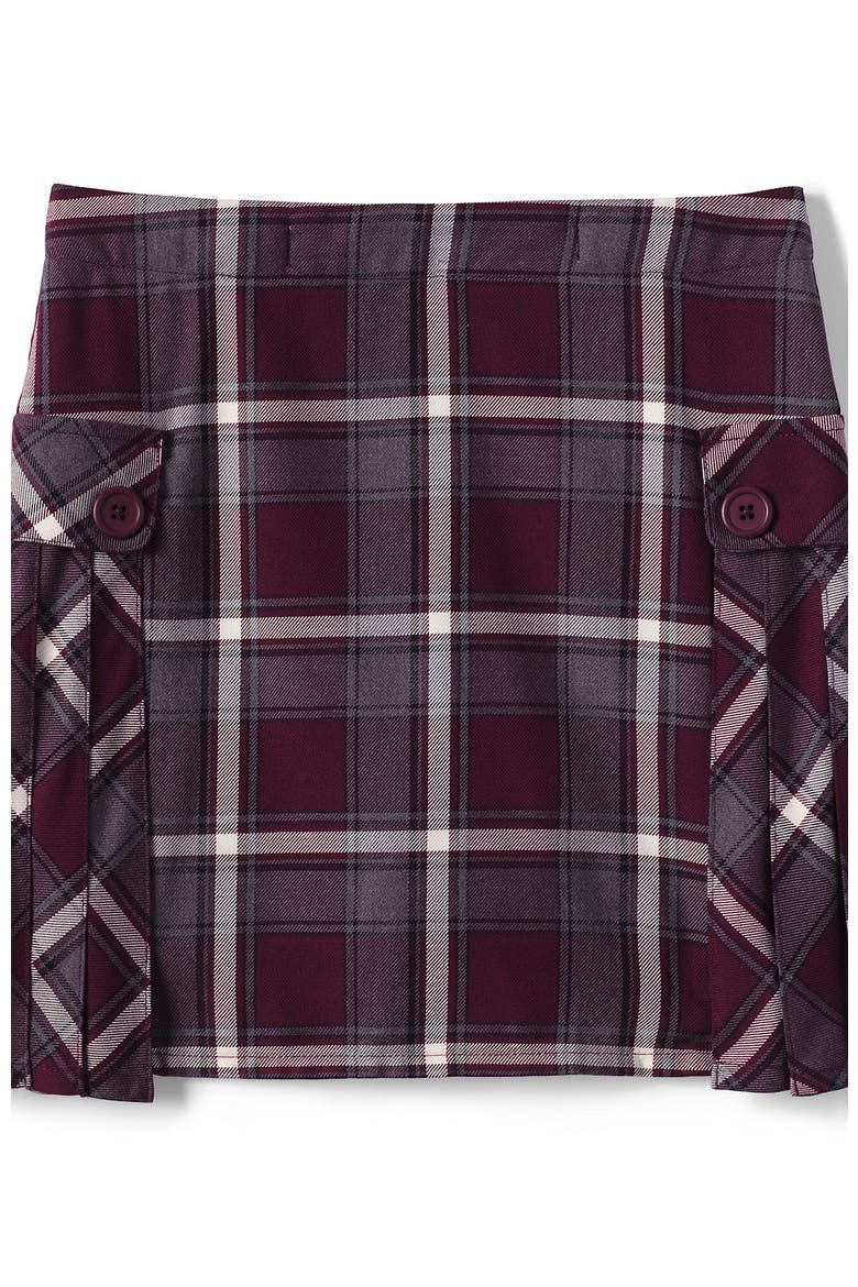 Girls Plus Side Pleat Plaid Skort Above the Knee, Alternate, color, Burgundy/Gray Plaid