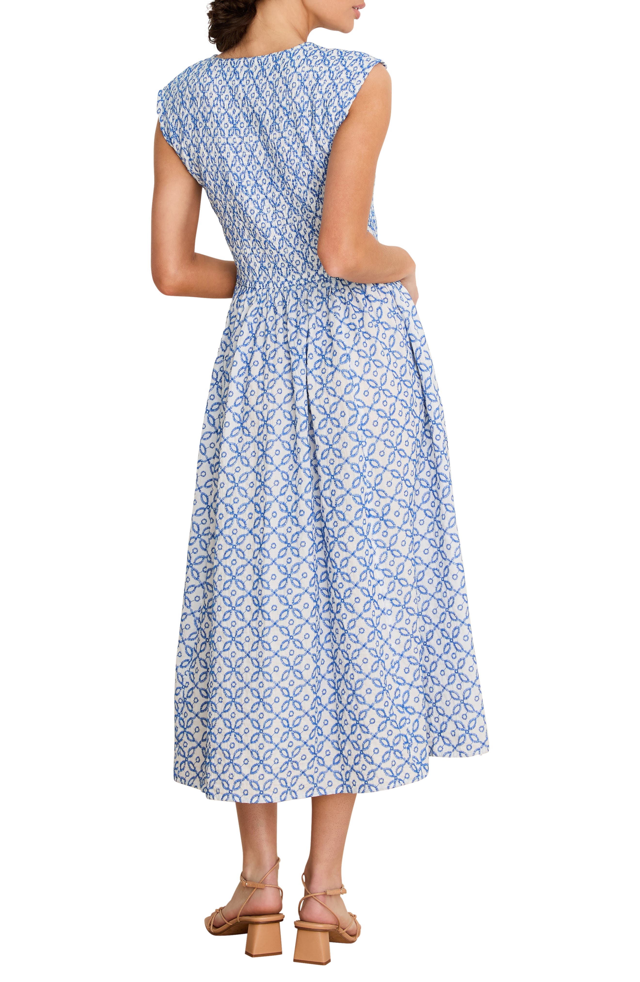Amelia Embroidered Tile Cotton Midi Dress - image 2