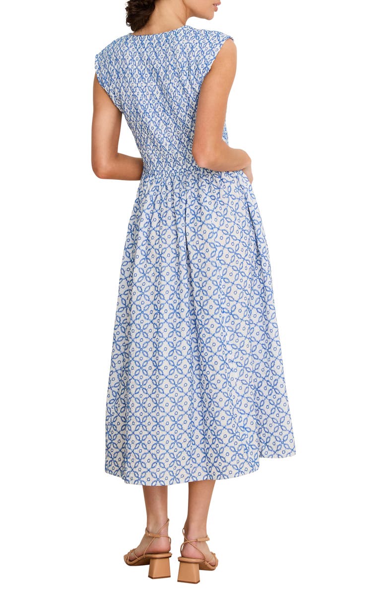 NIC+ZOE Amelia Embroidered Tile Cotton Midi Dress, Alternate, color, Blue Multi