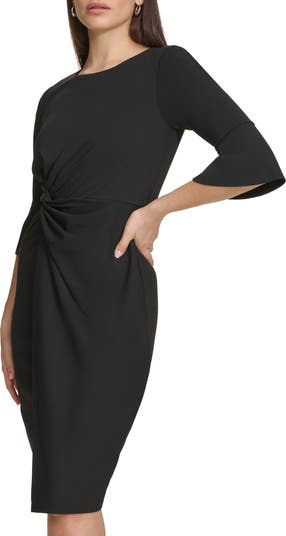 Elbow Length Bell Sleeve Sheath Dress