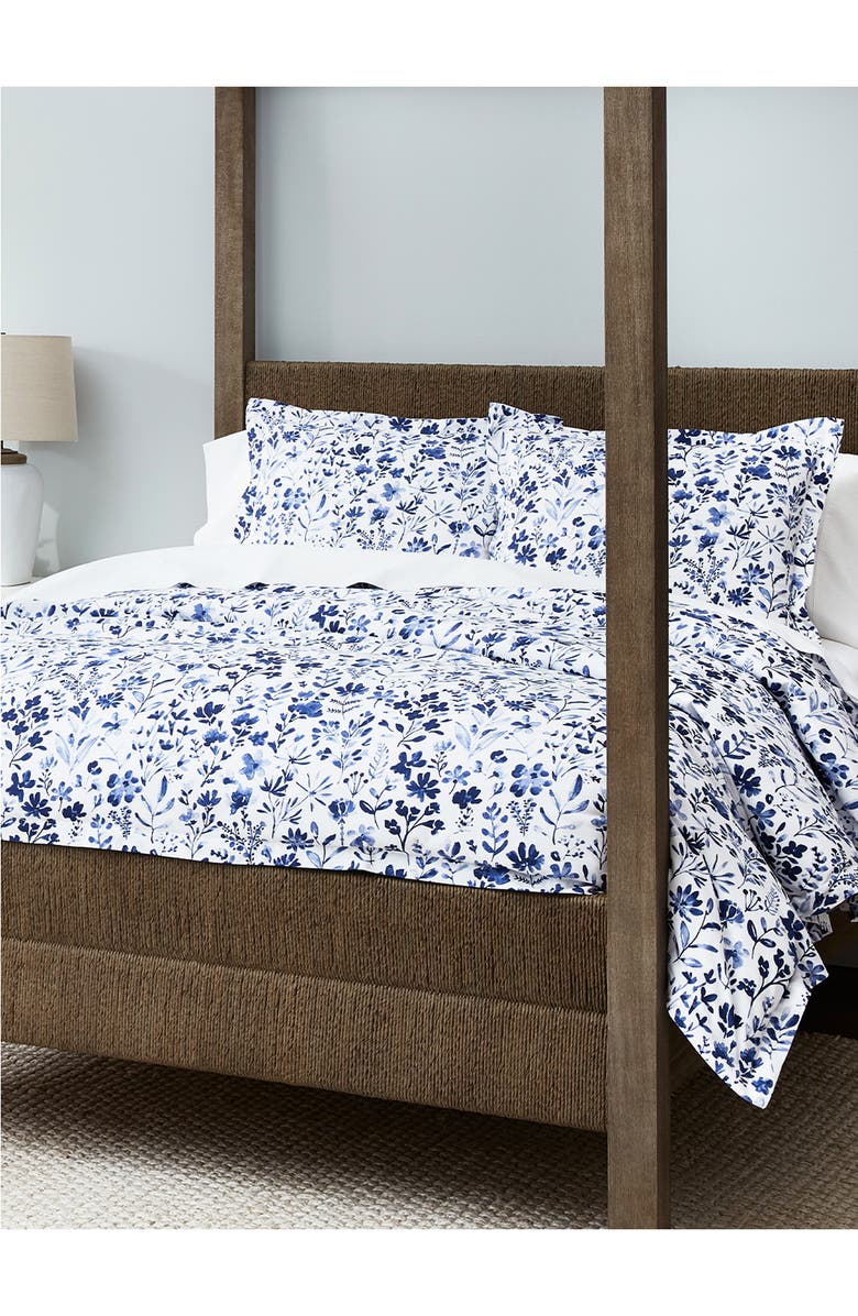 Boll & Branch Watercolor Floral Hemmed Duvet Cover, Alternate, color, 