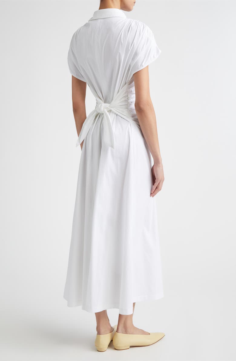 Lela Rose Cotton Stretch Poplin Tie Waist Shirtdress, Alternate, color, White