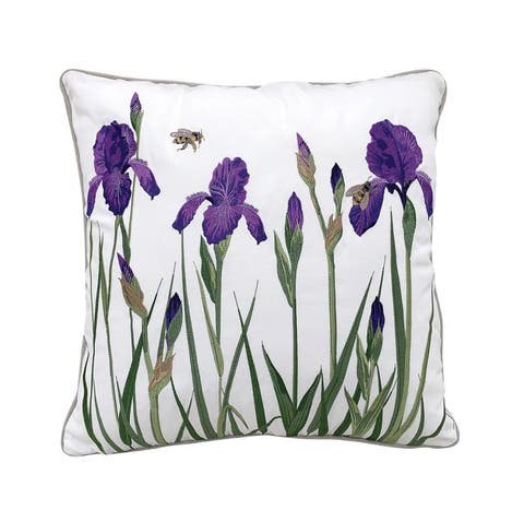 Iris and Bee Indoor/Outdoor Throw Pillow