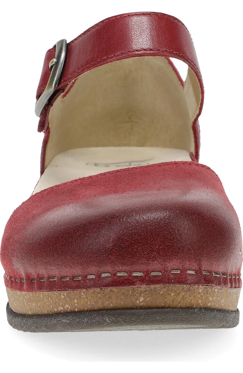 Dansko Mae Ankle Strap Platform Clog, Alternate, color, Red