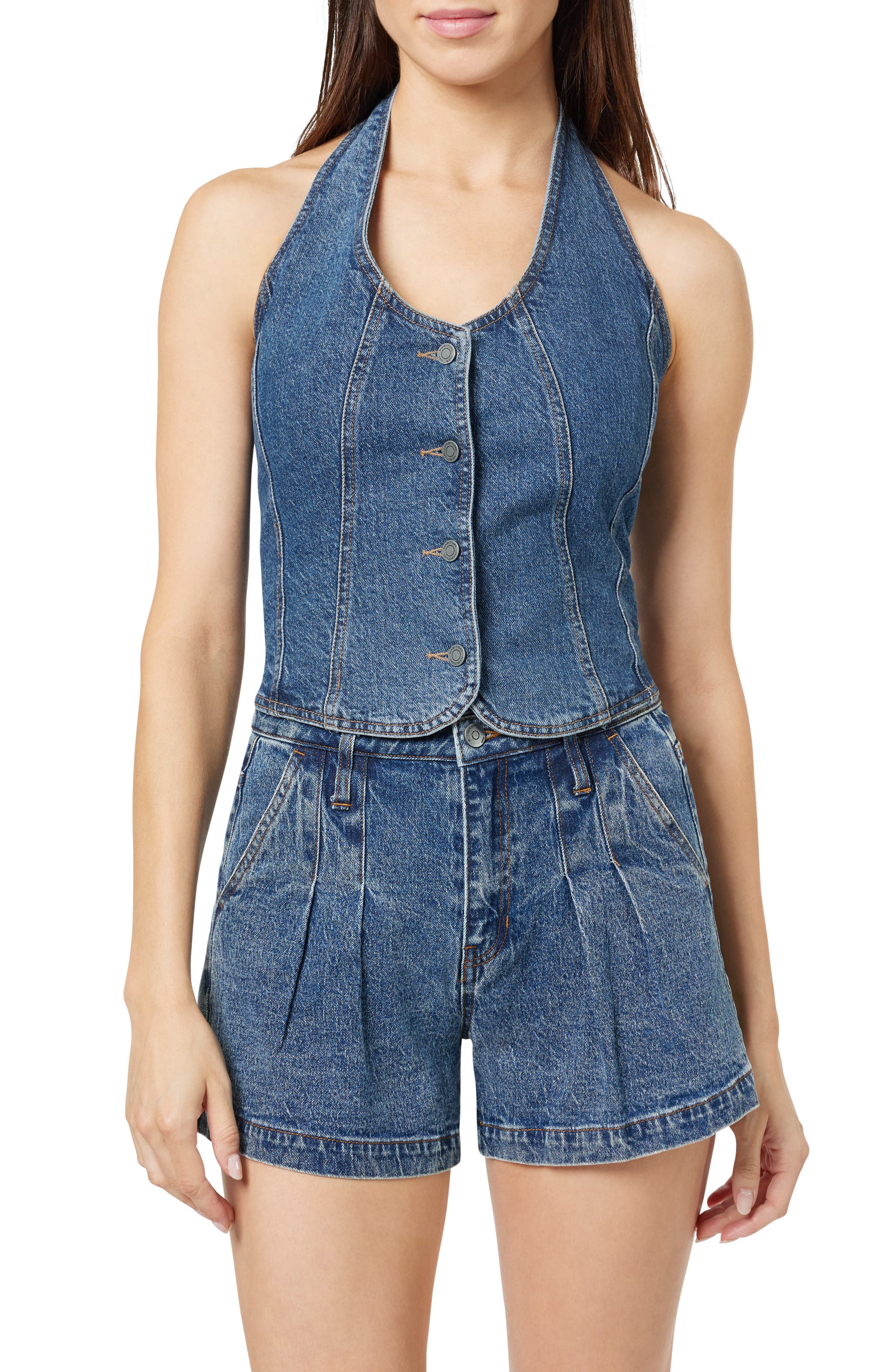 Habitual Halter Denim Vest