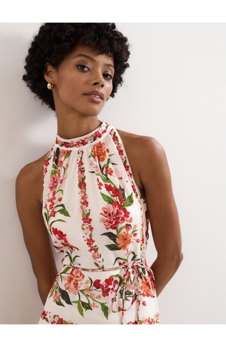 Phase Eight Nita Halter Neck Floral Dress, Alternate, color, Cream