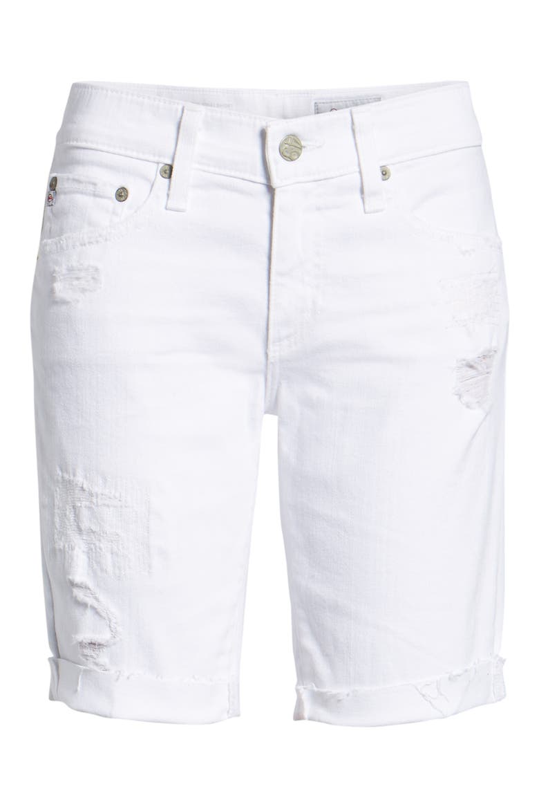 'Nikki' Cutoff Denim Bermuda Shorts, Main, color, 1 YEAR WHITE MENDED