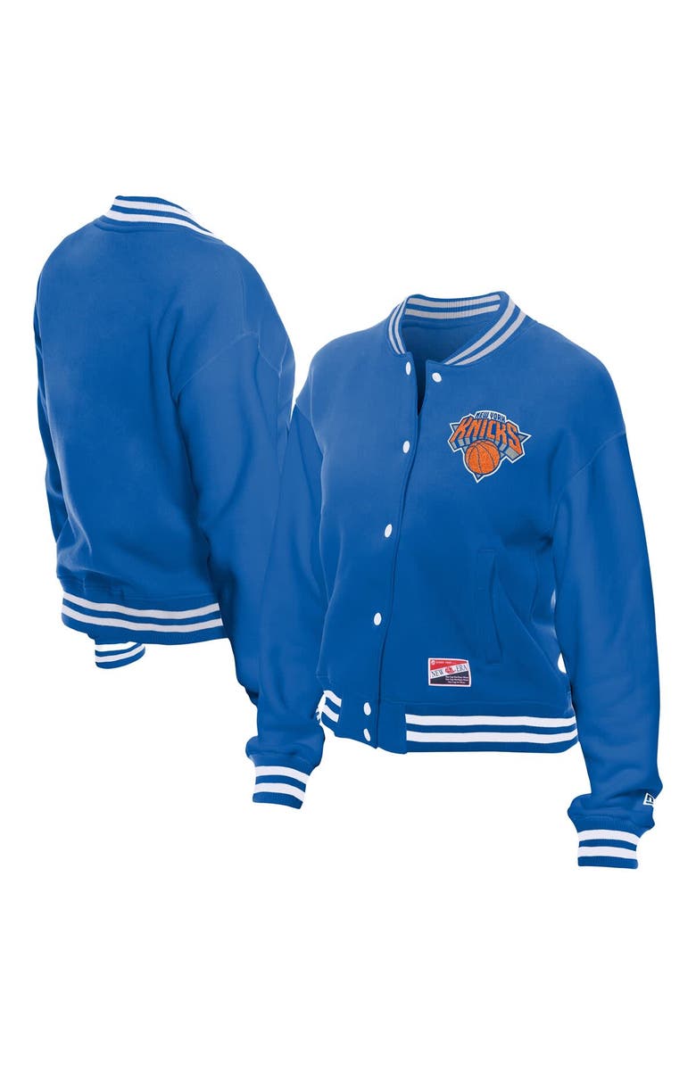 New Era Women's New Era Blue New York Knicks Throwback Full-Snap Jacket, Main, color, Blue
