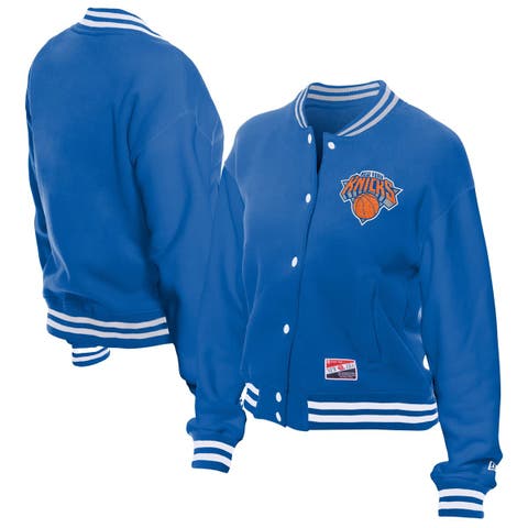 Women's New Era Blue New York Knicks Throwback Full-Snap Jacket