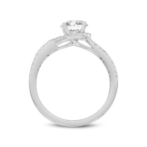 Luvmyjewelry Bijou 14k White Gold Round Cut Lab Grown Round Diamond Halo Engagement Ring In 14k White Gold
