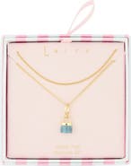 Leith Set of 2 Stone Lock Pendant Necklaces