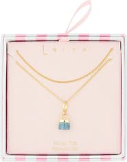 Leith Set of 2 Stone Lock Pendant Necklaces