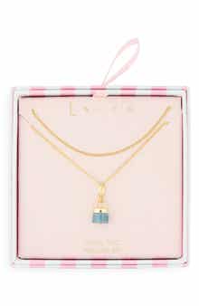 Set of 2 Stone Lock Pendant Necklaces