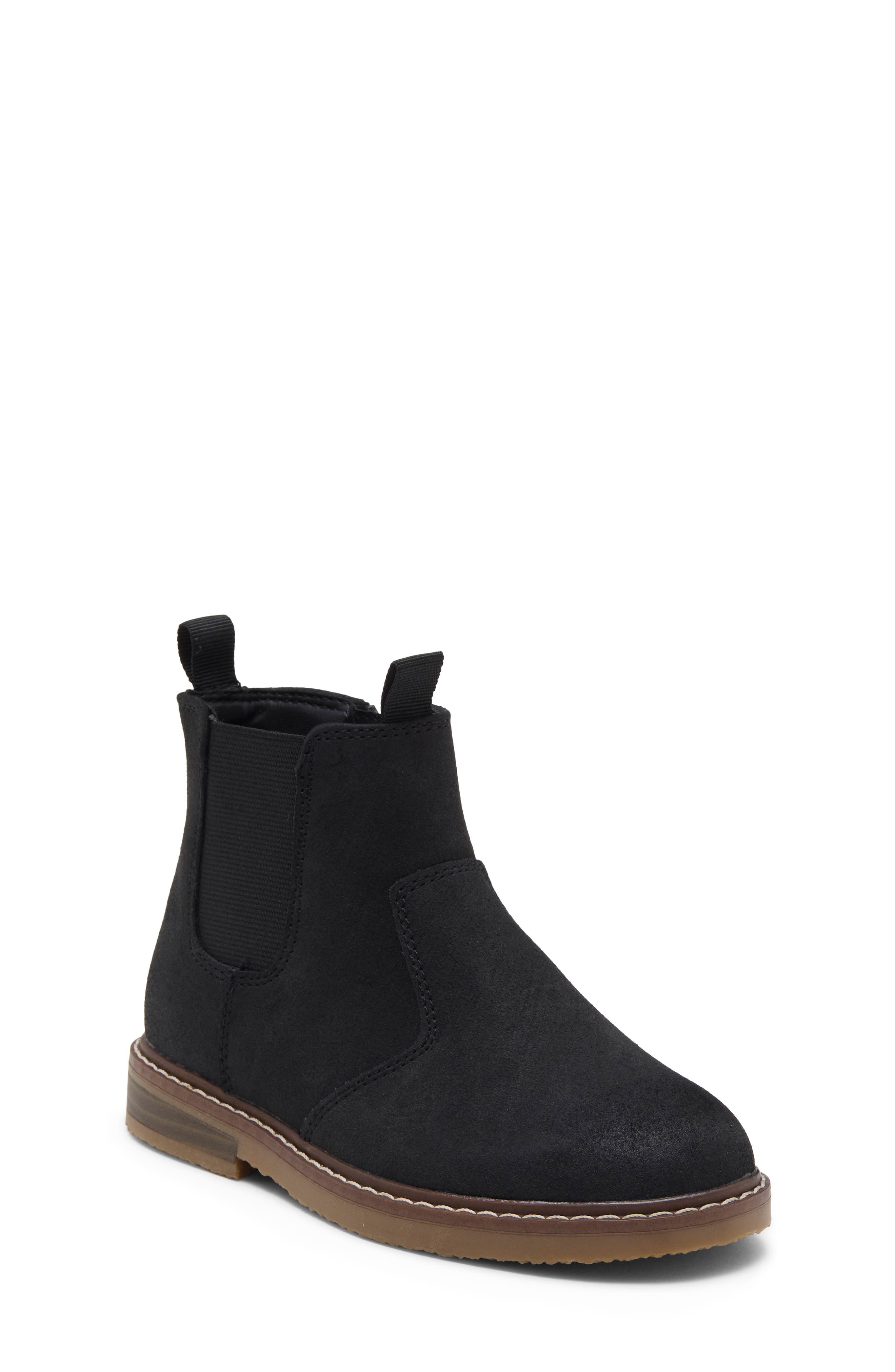 Kids' Connor Faux Leather Chelsea Boot, Main, color, BLACK