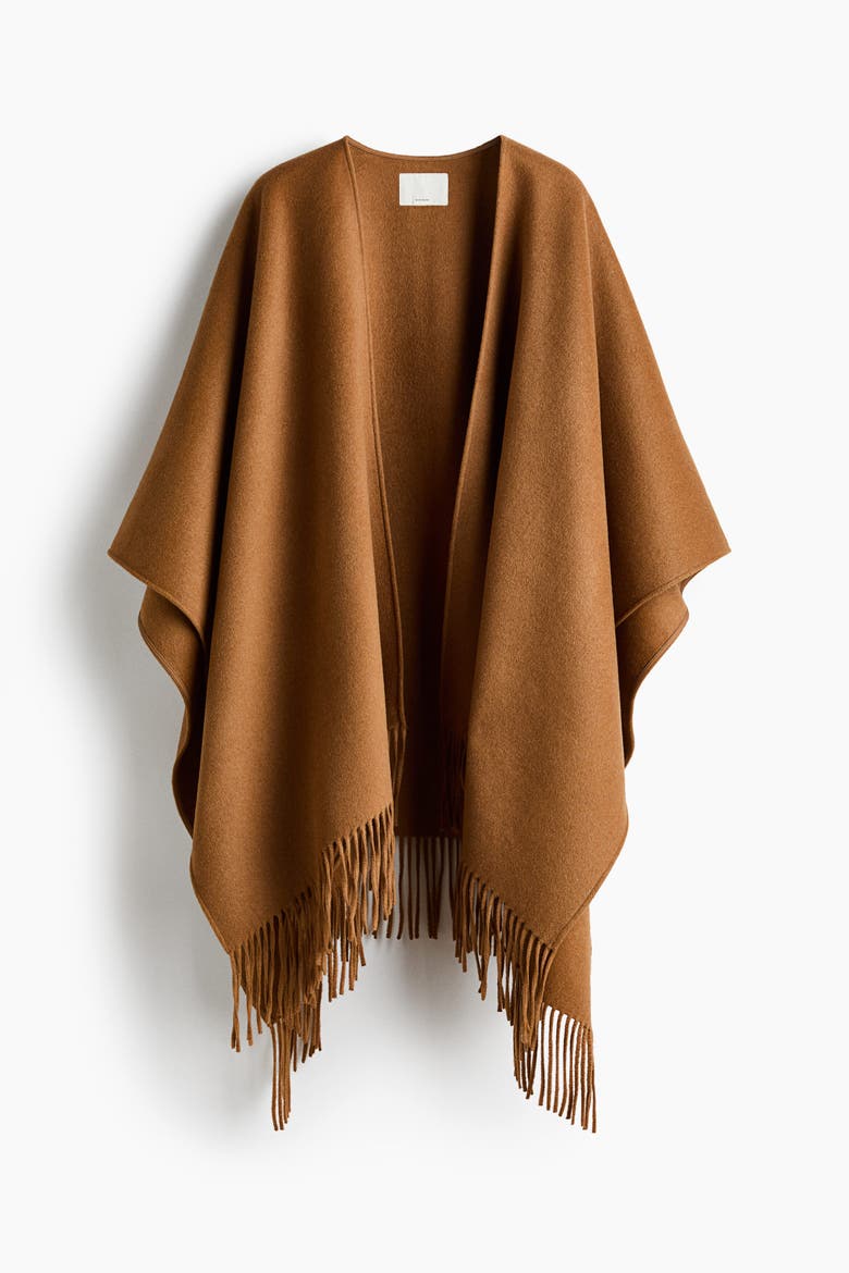 Wool-blend Cape, Alternate, color, Dark beige