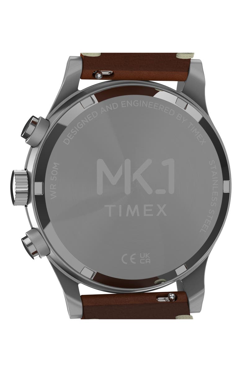 Timex<sup>®</sup> MK1 Chronograph Leather Strap Watch, 40mm, Alternate, color, Silver-Tone