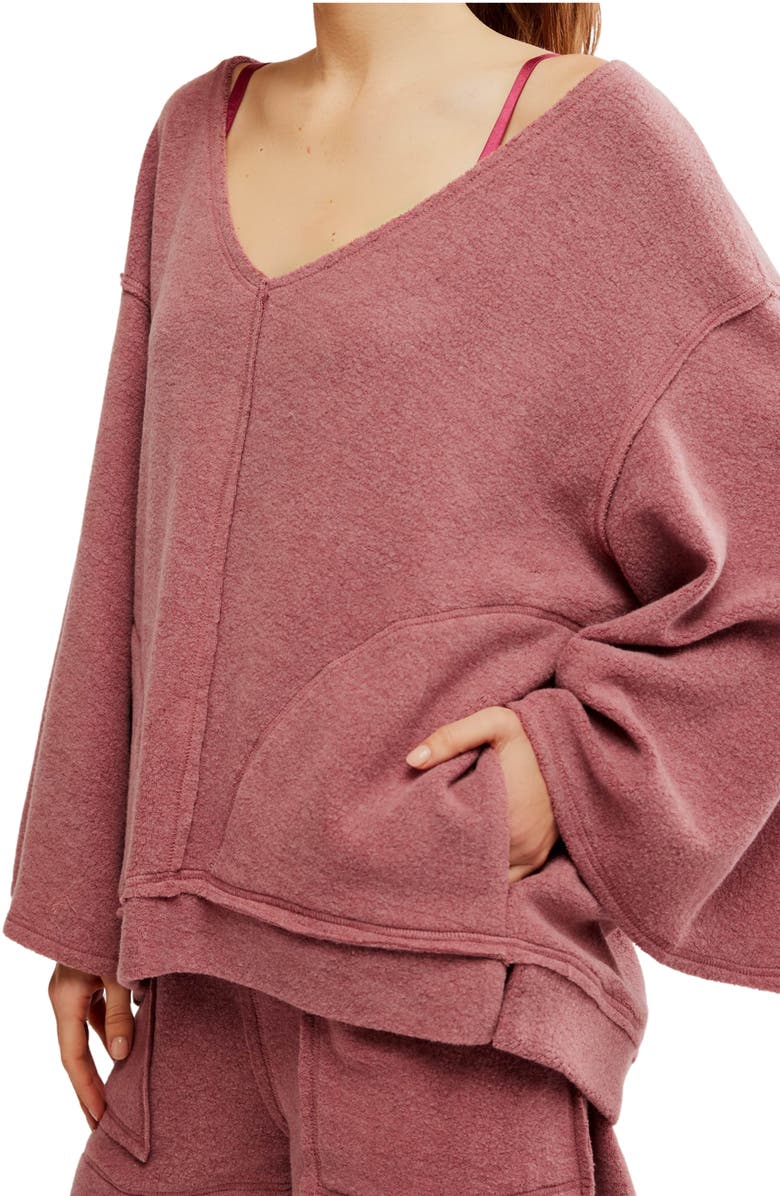 Free People Day Off Fleece Pullover, Alternate, color, Wild Ginger