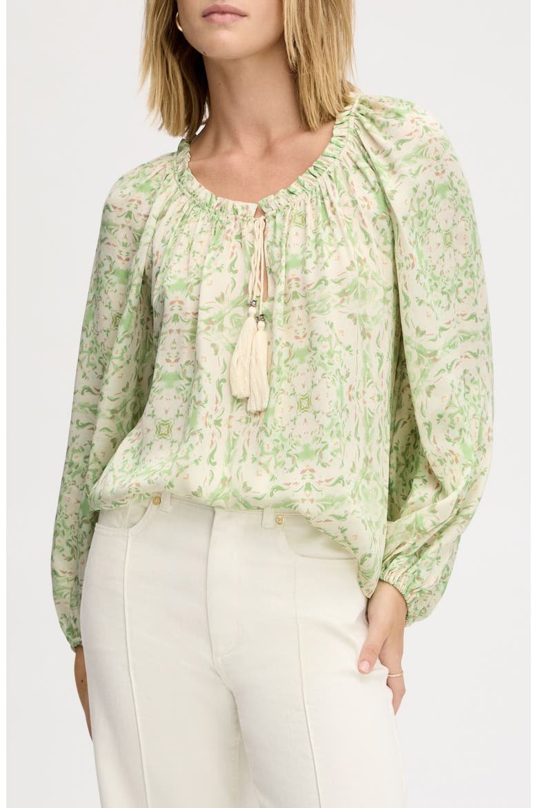 Gathered Boho Woven Shirt, Main, color, WILLOW GEO FLORAL SCARF