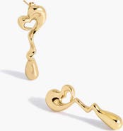 YOJ Heart Maxi Face On Stud Earrings In Gold