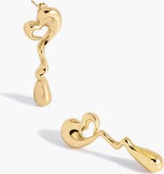YOJ Heart Maxi Face On Stud Earrings In Gold