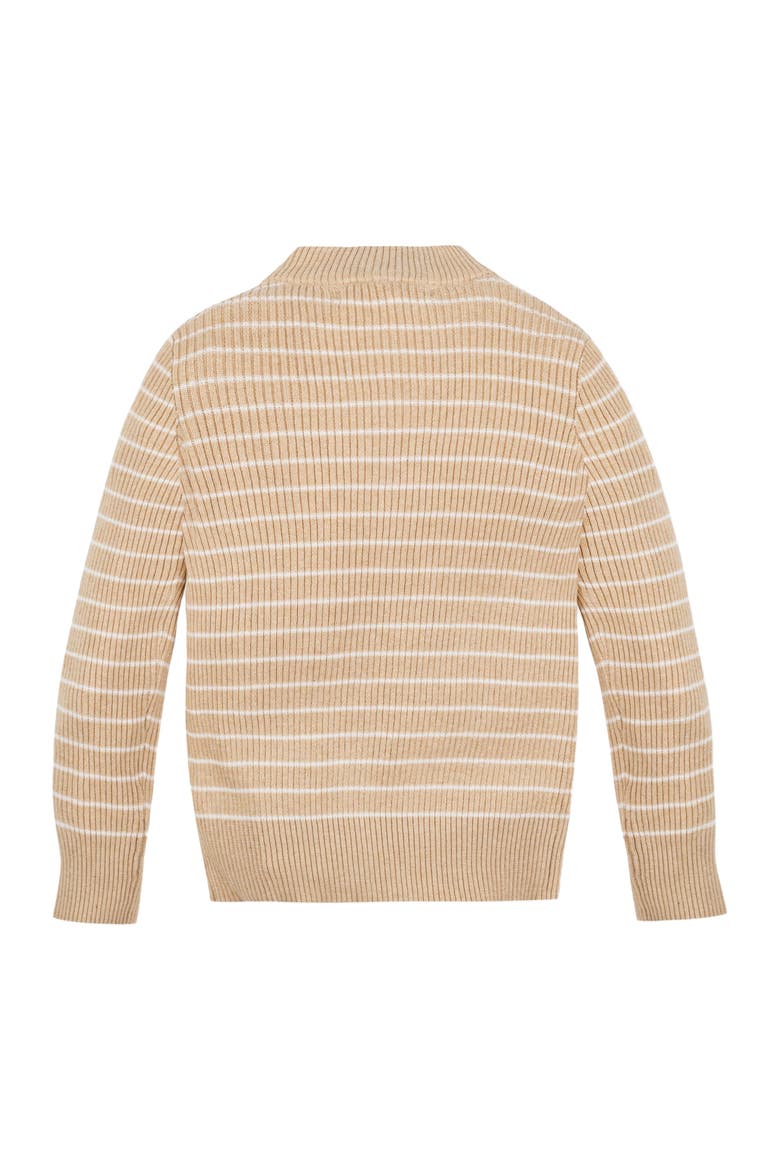 Girls' Organic Mock Neck Sweater, Kids, Alternate, color, Oatmeal Heather Stripe
