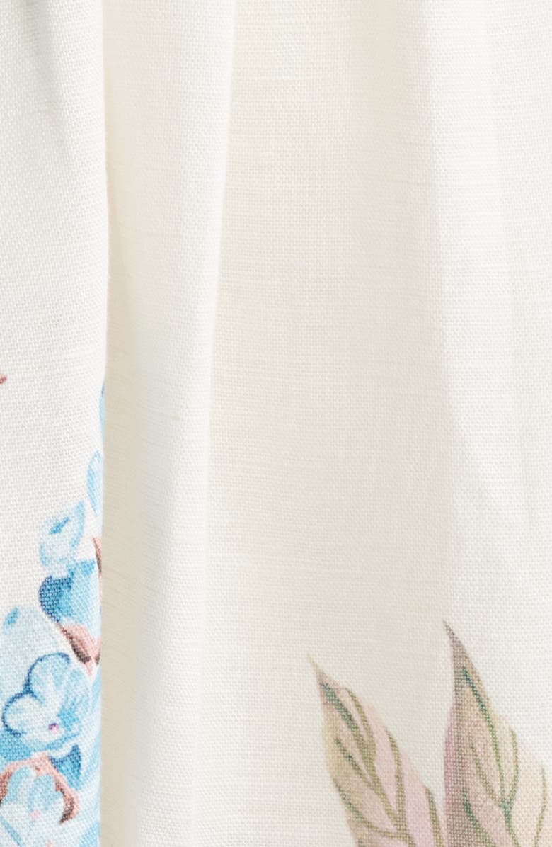 Elie Tahari The Scarlette Print Linen Blend Midi Dress, Alternate, color, Tiara Garden Print