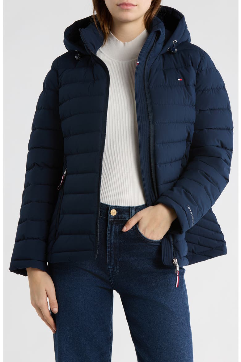 Stretch Water Resistant Quilted Jacket, Alternate, color, NAVY