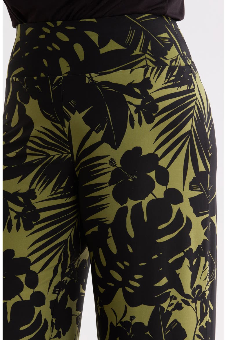 Tropical Print High Waist Wide Leg Palazzo Pants, Alternate, color, BAY LEAF / ANNE BLACK