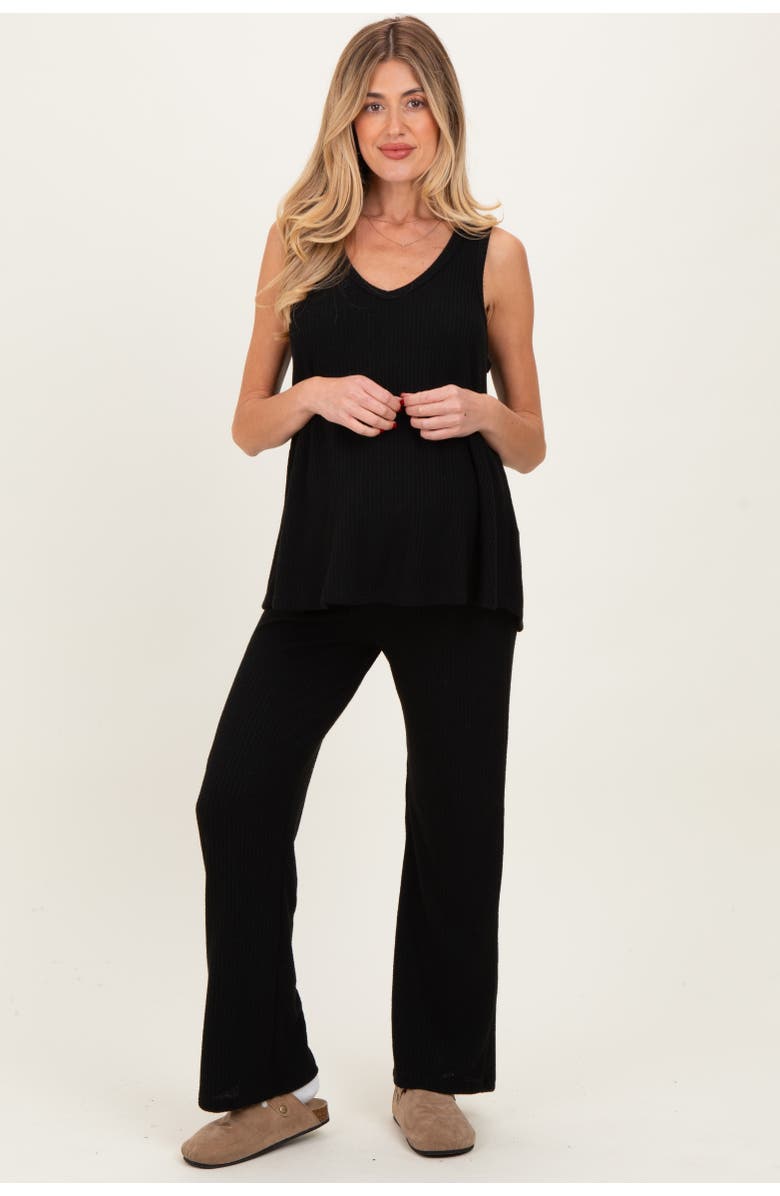 PinkBlush Rib Knit Tank and Pant Set, Main, color, Black