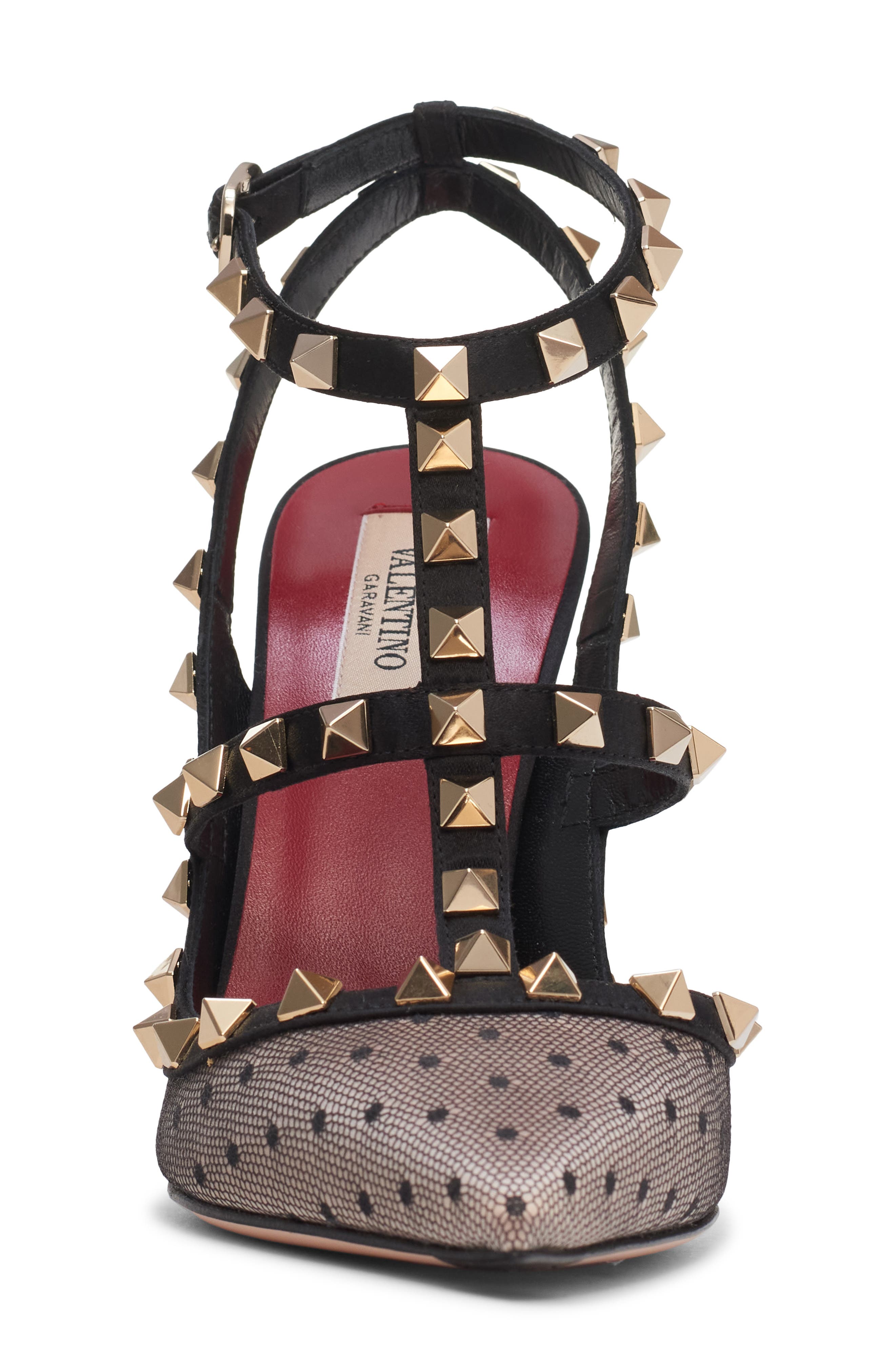 Rockstud Tulle Mesh Pump, Alternate, color, BEIGE/ BLACK