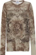 Jean Paul Gaultier Medallion Print Long Sleeve Mesh Top