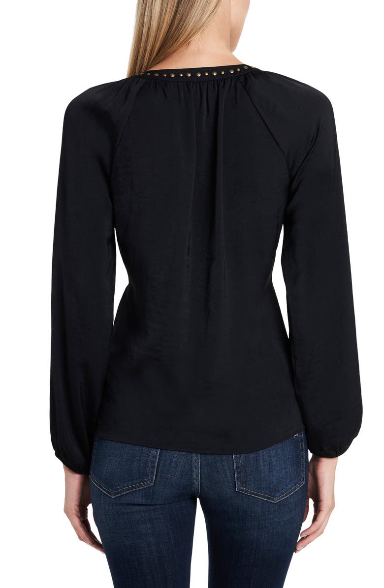 Vince Camuto Long Sleeve Rumple Stud V-Neck Blouse, Alternate, color, 