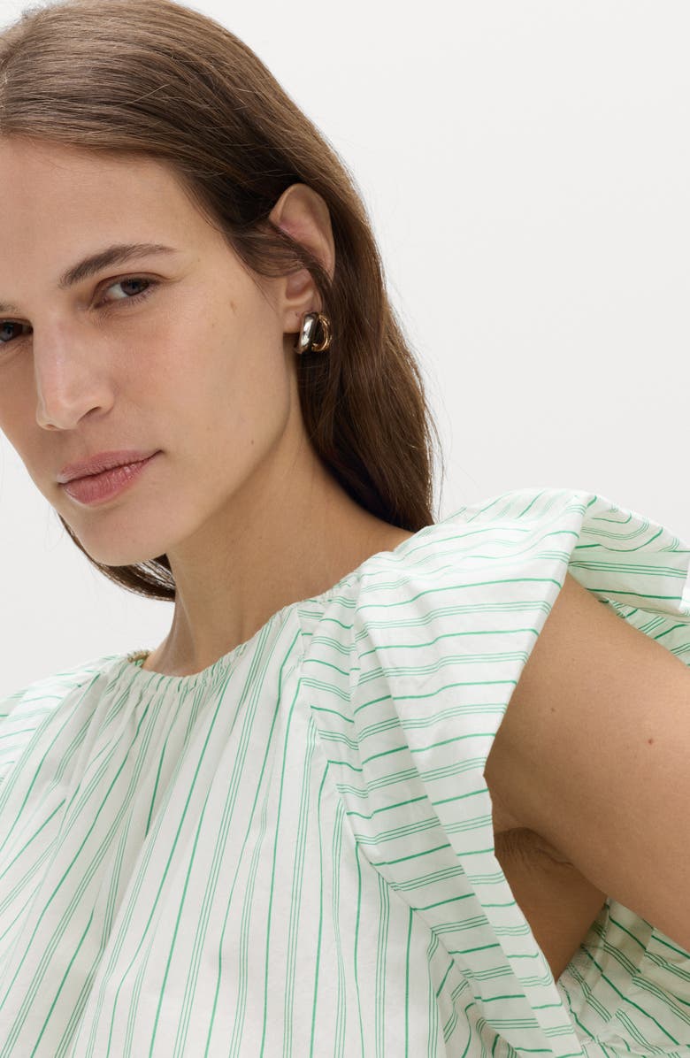 M&S Variegated Stripe Cotton Top, Alternate, color, Green/ Multi