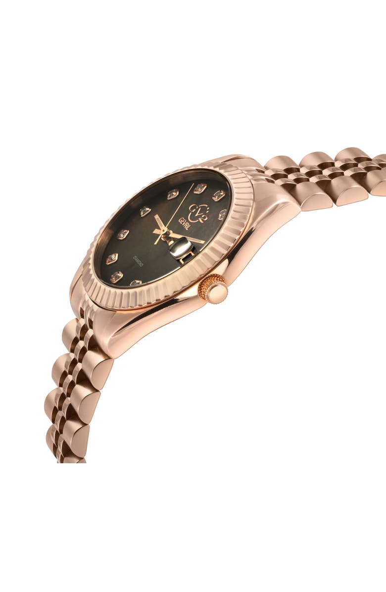 GV2 Naples Swiss Diamond Bracelet Watch, 34mm - 0.146ct., Alternate, color, Rose Gold