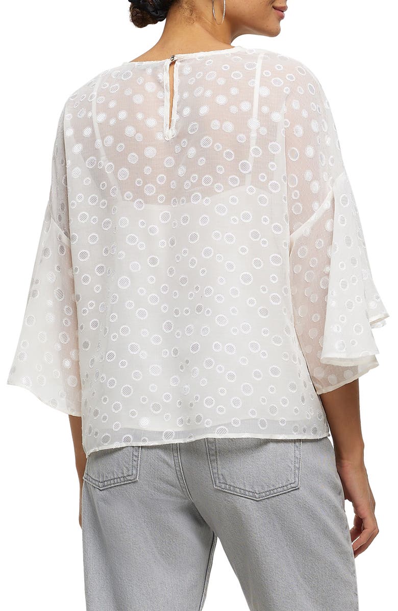 River Island Metallic Flutter Sleeve Top, Alternate, color, 