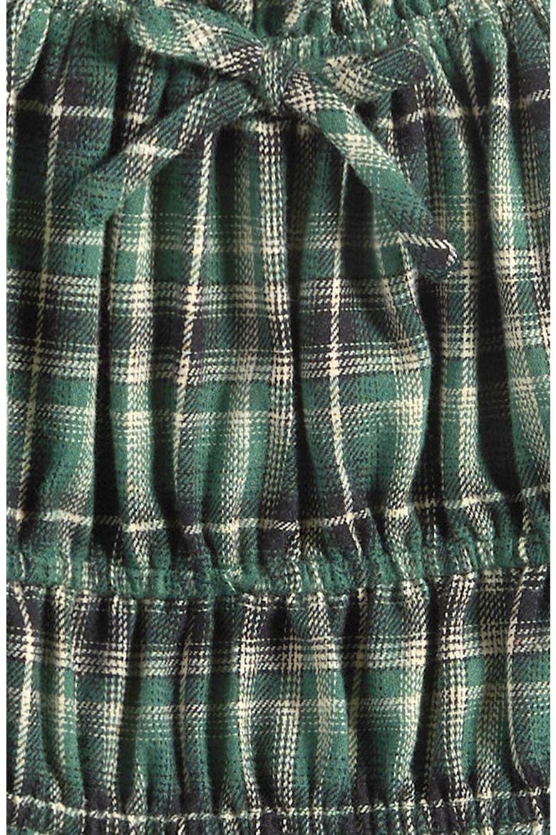 Kids' Plaid Smocked Square Neck Top, Alternate, color, HUNTER