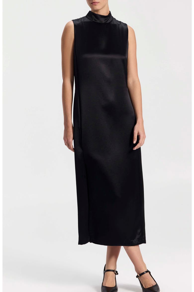 Midi Satin Dress, Main, color, Black