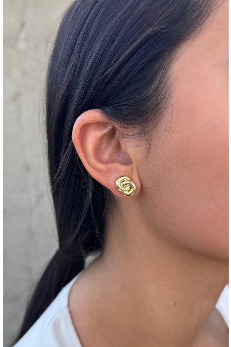 Knot Stud Earrings, Alternate, color, GOLD