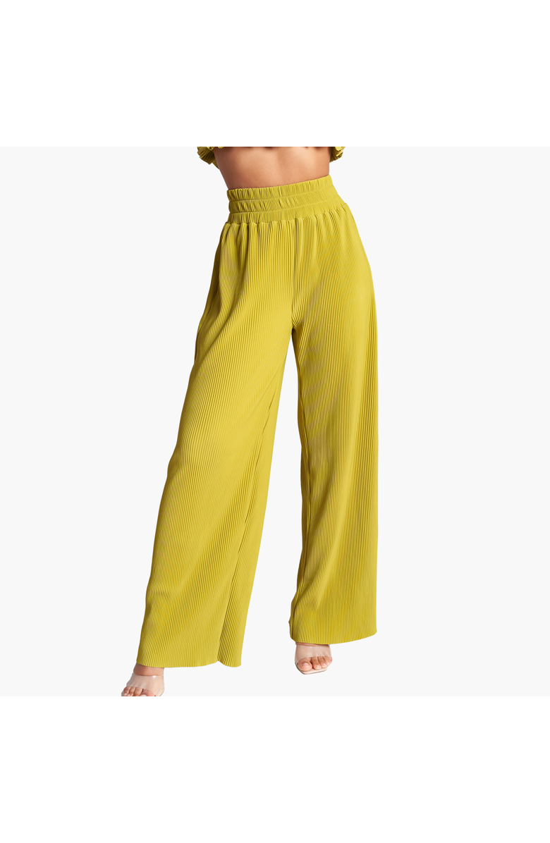 RICHANTEE High Waisted Pleated Wide Leg Pants, Main, color, Lime