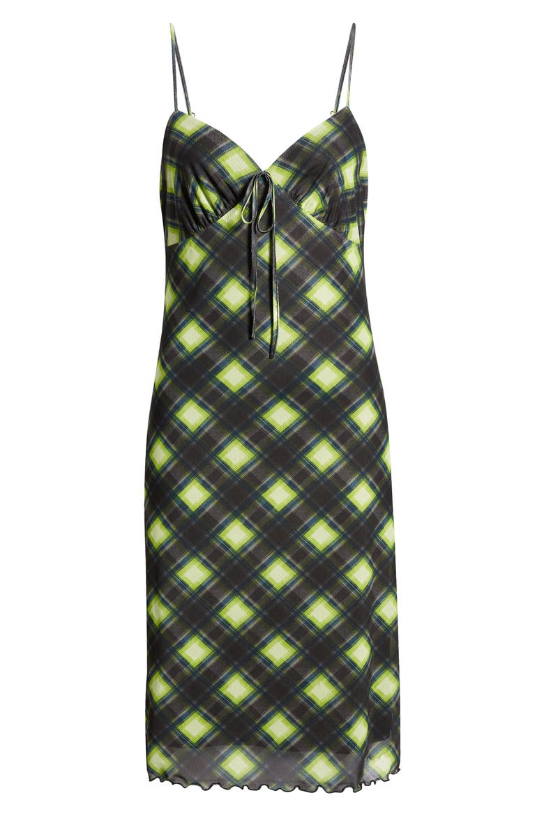 Print Mesh Slipdress, Alternate, color, BLACK- GREEN ABBY PLAID