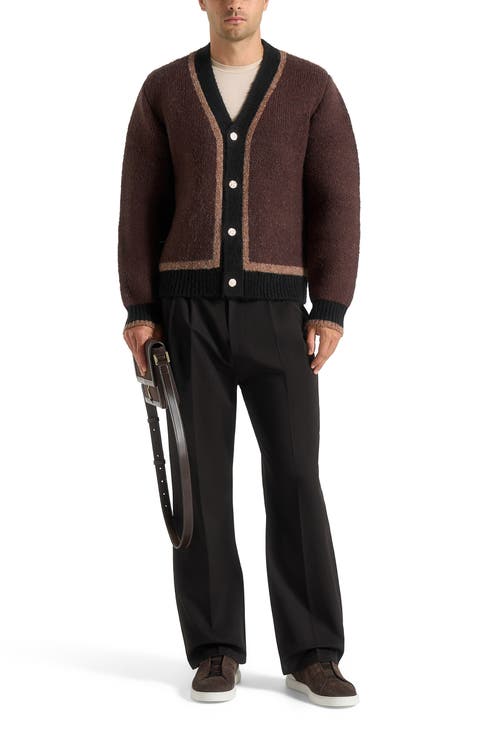 Elon Wool Knit Contrast Cardigan