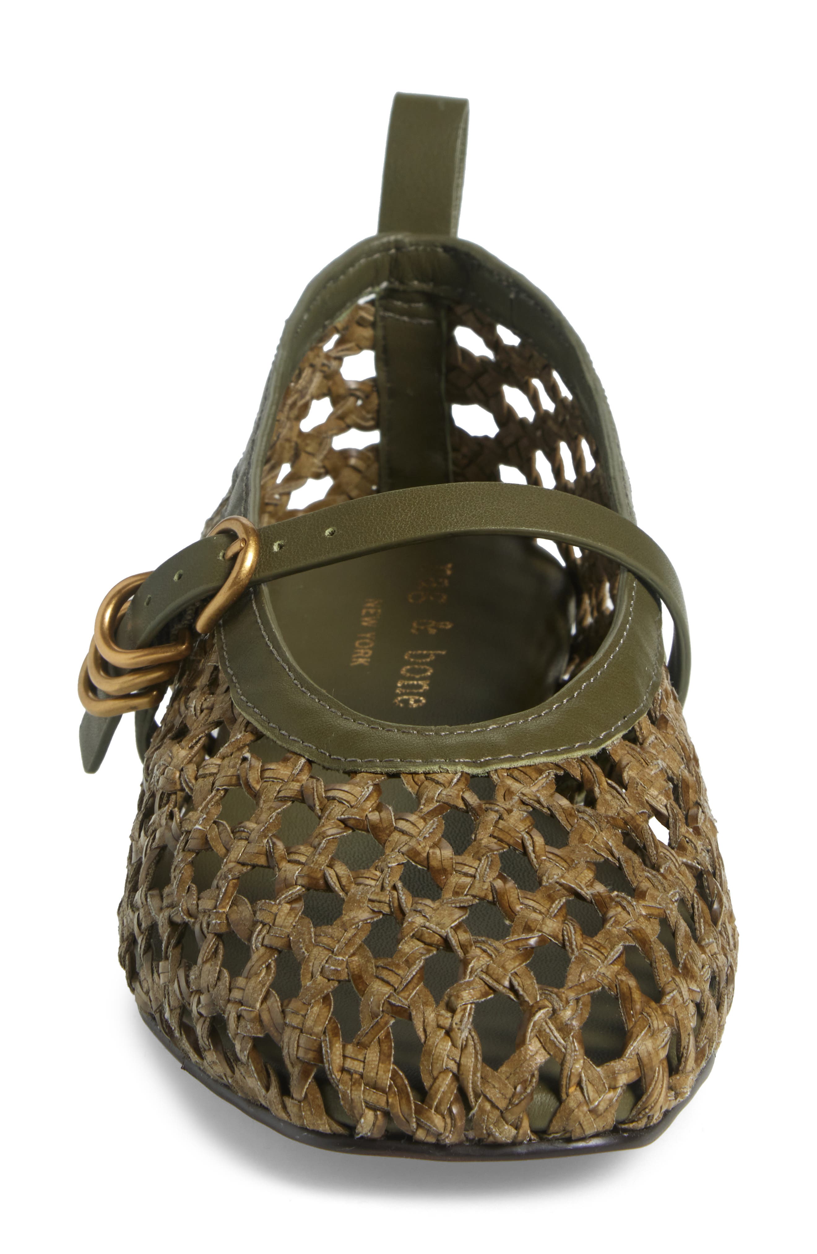 rag & bone Spire Woven Mary Jane Flat, Alternate, color, Loden Woven