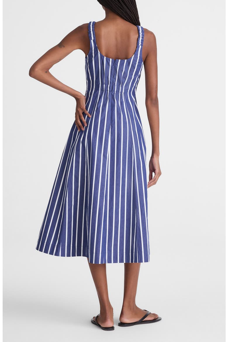 Rylie Stripe Poplin Midi Dress, Alternate, color, COOL NAVY
